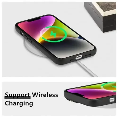 RALEAVO iPhone 14 uchun gulli g'ilof, qizlar uchun yoqimli gul shoxli naqshli suyuq silikon qopqoq, iPhone 14 (6.1