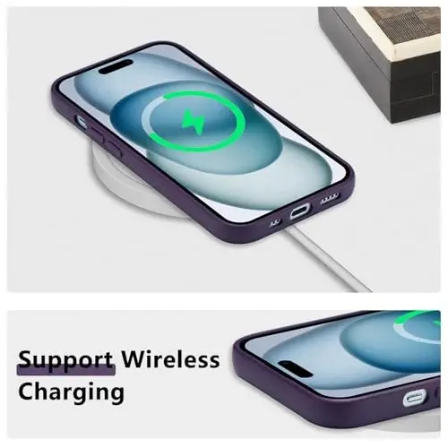 RALEAVO iPhone 15 Plus uchun gulli g'ilof, qizlar uchun chiroyli gul shoxli suyuq silikon qopqoq Ayollar uchun ingichka yumshoq kauchuk himoya telefon qutisi iPhone 15 Plus (6,7