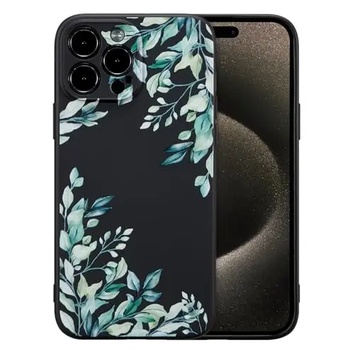 RALEAVO iPhone 15 Pro Max uchun g'ilof, suyuq silikonli qopqoq, chiroyli barg naqshli gul telefon qopqog'i qizlar ayollar uchun ingichka yumshoq rezina himoya telefon qutisi iPhone 15 Pro Max (6.7