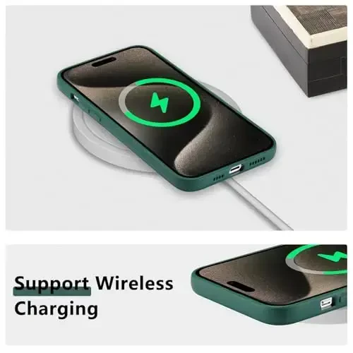 RALEAVO iPhone 15 Pro Max uchun gul naqshli silikon g‘ilof, qizlar va ayollar uchun gulli romashkali naqshli yoqimli telefon g‘ilofi, iPhone 15 Pro Max uchun yupqa yumshoq rezina himoya telefon g‘ilofi, to‘q yashil - 5