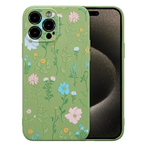 RALEAVO iPhone 15 Pro Max uchun gul naqshli silikon g‘ilof, qizlar va ayollar uchun ingichka yumshoq rezina himoya g‘ilofi, iPhone 15 Pro Max (6.7