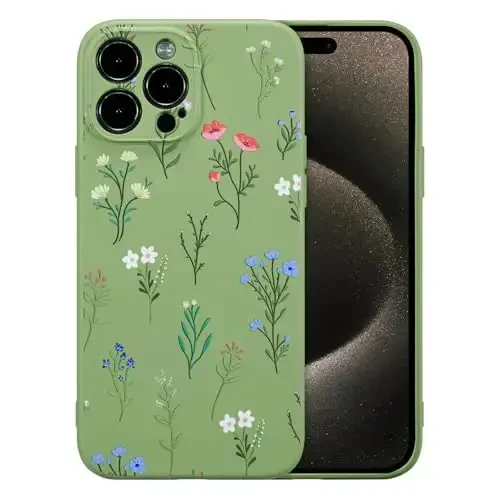 RALEAVO iPhone 15 Pro Max uchun gulli gʻilof, suyuq silikon qopqoq, gulli ромашка naqshli qizlar uchun yoqimli telefon qopqogʻi, iPhone 15 Pro Max (6,7