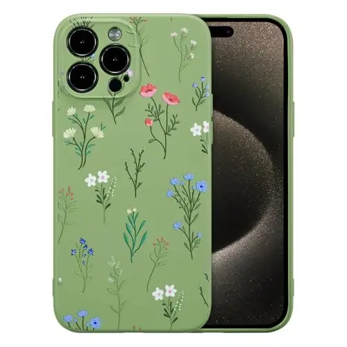 RALEAVO iPhone 15 Pro Max uchun gulli gʻilof, suyuq silikon qopqoq, gulli ромашка naqshli qizlar uchun yoqimli telefon qopqogʻi, iPhone 15 Pro Max (6,7