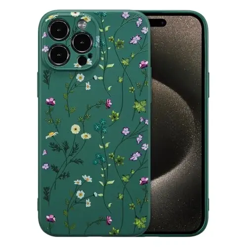 RALEAVO iPhone 15 Pro uchun gul naqshli g'ilofi, qizlar uchun suyuq silikon qopqoq, nozik yumshoq rezina himoya g'ilofi iPhone 15 Pro (6.1