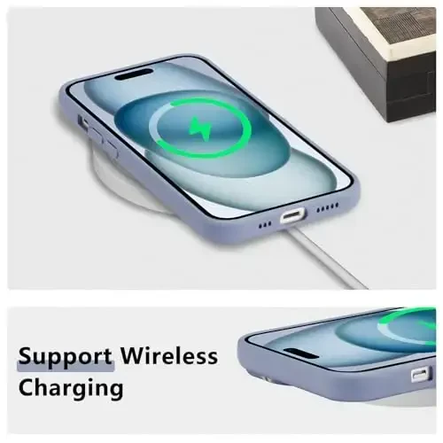 RALEAVO iPhone 15 uchun gul naqshli g‘ilof, qizlar uchun suyuq silikonli, nozik, yumshoq rezinali himoya g‘ilofi, iPhone 15 (6.1