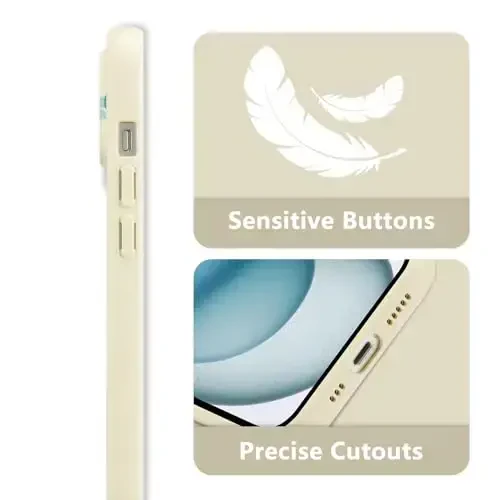 RALEAVO iPhone 15 uchun gulli g‘ilof, qizlar va ayollar uchun yoqimli gul shoxli naqshli suyuq silikon qopqoq, iPhone 15 uchun ingichka yumshoq rezina himoya telefon g‘ilofi (6,1