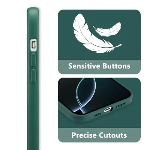 RALEAVO Floral Case for iPhone 16 Pro Max,Liquid Silicone Cover with Flower Daisies Pattern Cute Phone Cover for Girls Women Slim Soft Rubber Protective Phone Case for iPhone 16 Pro Max,Dark Green - 4