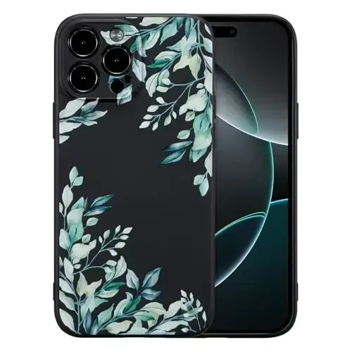 RALEAVO iPhone 16 Pro Max uchun g'ilof, suyuq silikon qopqoq, qizlar va ayollar uchun yoqimli barg naqshli gul telefon qopqog'i, iPhone 16 Pro Max uchun ingichka yumshoq rezina himoya telefon qutisi (6.9