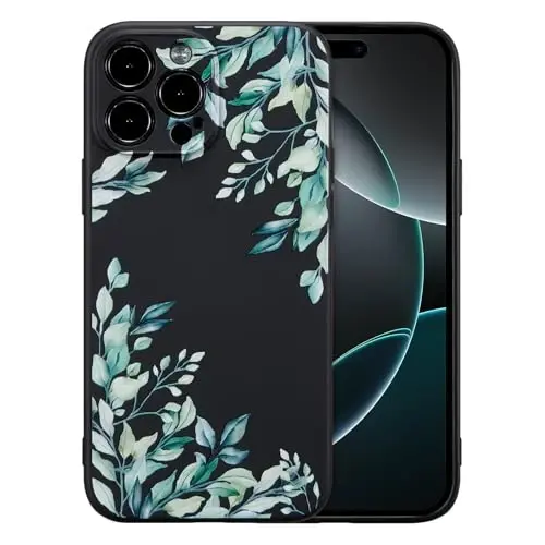 RALEAVO iPhone 16 Pro uchun g'ilof, suyuq silikonli qopqoq, qizlar ayollar uchun yoqimli barg naqshli gul telefon qopqog'i, iPhone 16 Pro (6.3