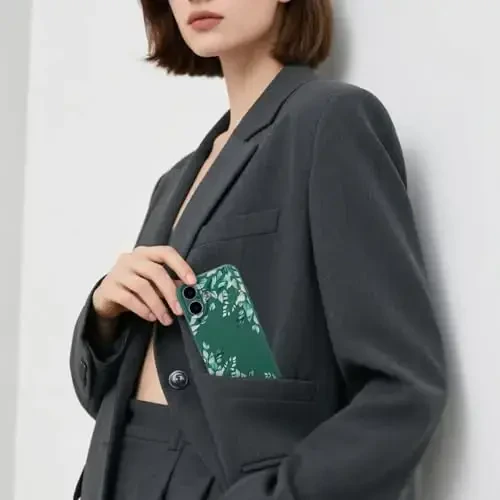 RALEAVO iPhone 16 uchun g‘ilof, suyuq silikon qopqoq, qizlar va ayollar uchun yoqimli barg naqshli gul telefon qopqog‘i, iPhone 16 (6.1