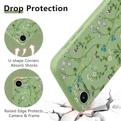 RALEAVO iPhone 16e uchun gul naqshli g'ilof, qizlar ayollar uchun ingichka yumshoq rezina himoya telefon g'ilofi, iPhone 16e (6.1