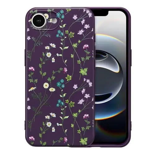 RALEAVO iPhone 16e uchun gulli g'ilof, qizlar uchun chiroyli gul shoxli naqshli suyuq silikon qopqoq Ayollar uchun ingichka yumshoq rezina himoya telefon g'ilofi iPhone 16e (6,1