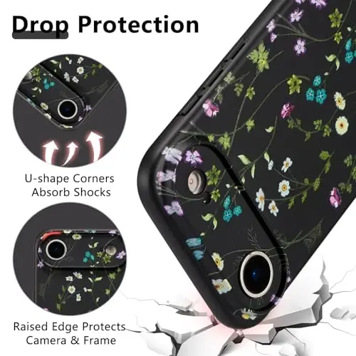 RALEAVO Floral Case for iPhone Air,Liquid Silicone Cover with Cute Flower Branch Pattern for Girls Women Slim Soft Rubber Protective Phone Case for iPhone Air (6.5
