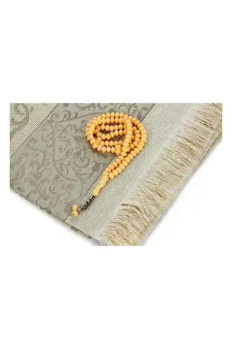 Ramadan Special Set 8 - Prayer Rug - Cover - Rosary - Boxed-Dark Cream - 3