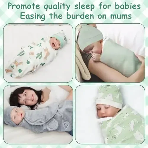 Ramede 6 Pack Baby Swaddle Blanket with Hats 0-3 Oylik yangi tug'ilgan chaqaloqlar uchun uxlash uchun Swaddle Soft Cotton Qiz va o'g'il bolalar uchun kiyiladigan qoplar - 6