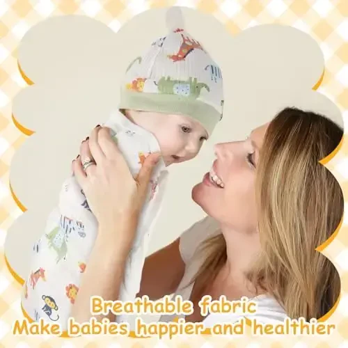 Ramede 6 Pack Baby Swaddle Blanket with Hats 0-3 Oylik yangi tug'ilgan chaqaloqlar uchun uyqu qopchasi yumshoq paxta qiz va o'g'il bolalar uchun - 6