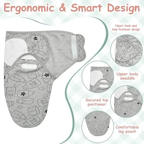 Ramede 6 Pack Baby Swaddle Blanket with Hats 0-3 Oylik yangi tug'ilgan chaqaloqlar uchun uyquga o'rash Qiz va bola uchun yumshoq paxtadan yasalgan kiyim - 3