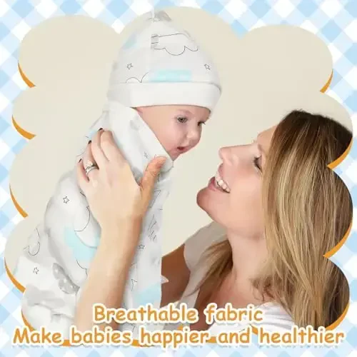 Ramede 6 Pack Baby Swaddle Blanket with Hats 0-3 Oylik Yangi Tug'ilgan Chaqaloqlar uchun Yumshoq Paxtadan Qilingan Kiyinadigan Qiz va O'g'il Bolalar uchun Uyqu uchun Yenglar - 6