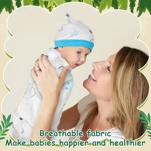 Ramede 6 Pack Baby Swaddle Blanket with Hats Sleep Swaddle for 0-3 Months Newborn Sacks Soft Cotton Wearable for Girl and Boy - 6