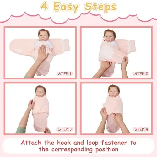 Ramede 6 Pack Baby Swaddle Blanket with Hats Sleep Swaddle for 0-3 Months Newborn Sacks Soft Cotton Wearable for Girl and Boy - 4