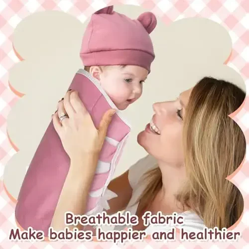 Ramede 6 Pack Baby Swaddle Blanket with Hats Sleep Swaddle for 0-3 Months Newborn Sacks Soft Cotton Wearable for Girl and Boy - 6