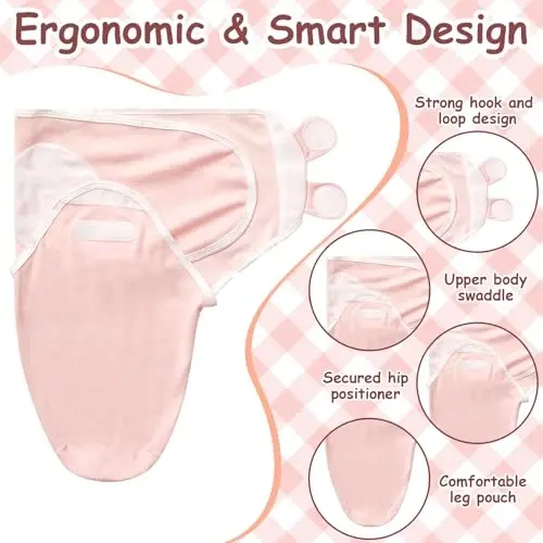 Ramede 6 Pack Baby Swaddle Blanket with Hats Sleep Swaddle for 0-3 Months Newborn Sacks Soft Cotton Wearable for Girl and Boy - 3