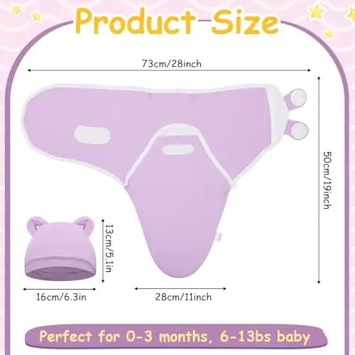 Ramede 6 Pack Baby Swaddle Blankets with Hats,Tree,Purple | Soft Cotton Wrap for Newborn Boys 0-3 Months, Adjustable Breathable Sleep Sack Set, Skin-comfortable Receiving Blanket - ramede (1)