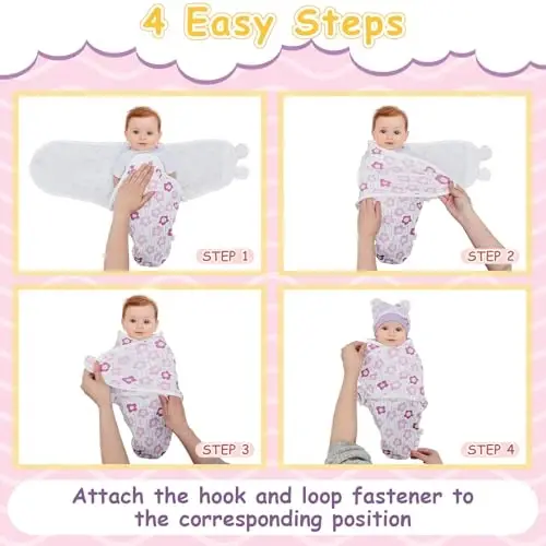 Ramede 6 Pack Swaddle Blanket with Hats for Baby Girl Boy 100% Cotton Swaddles 0-3 Months, Adjustable Breathable Skin Friendly Receiving Blanket Wrap, Essential for Newborns - 5