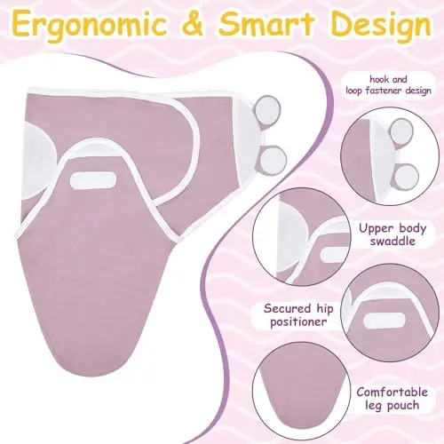 Ramede 6 Pack Swaddle Blanket with Hats for Baby Girl Boy 100% Cotton Swaddles 0-3 Months, Adjustable Breathable Skin Friendly Receiving Blanket Wrap, Essential for Newborns - 3