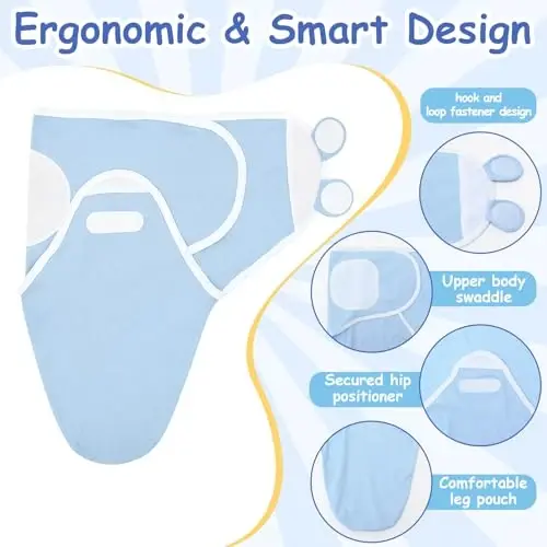 Ramede 6 Pack Swaddle Blanket with Hats for Baby Girl Boy 100% Cotton Swaddles 0-3 Months, Adjustable Breathable Skin Friendly Receiving Blanket Wrap, Essential for Newborns - 3