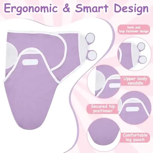 Ramede 6 Pack Swaddle Blanket with Hats for Baby Girl Boy 100% Cotton Swaddles 0-3 Months, Adjustable Breathable Skin Friendly Receiving Blanket Wrap, Essential for Newborns - 3