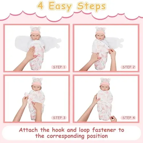 Ramede 6 Pack Swaddle Blanket with Hats for Baby Girl Boy 100% Cotton Swaddles 0-3 Months, Adjustable Breathable Skin Friendly Receiving Blanket Wrap, Essential for Newborns - 4