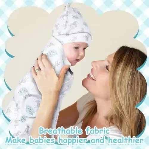 Ramede 6 Pack Swaddle Blanket with Hats Swaddle Outfit for 0-3 Months Newborn Sacks Soft Cotton Wearable Baby Shower Gifts for Girl and Boy - 6
