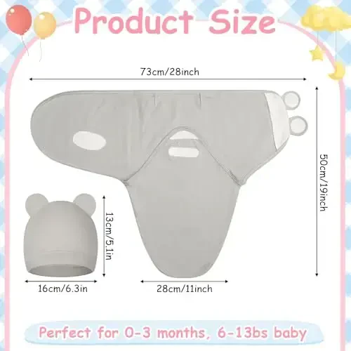 Ramede 6 Pack Swaddle Blanket with Hats Swaddle Outfit for 0-3 Months Newborn Sacks Soft Cotton Wearable Baby Shower Gifts for Girl and Boy - RAMEDE (1)