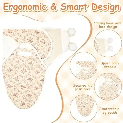 Ramede 6 Pack Swaddle Blanket with Hats Swaddle Outfit for 0-3 Months Newborn Sacks Soft Cotton Wearable Baby Shower Gifts for Girl and Boy - 2