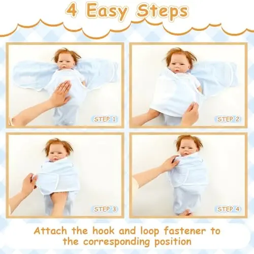 Ramede 6 Pack Swaddle Blanket with Hats for Baby Girl Boy 100% Cotton Swaddles 0-3 Months, Adjustable Breathable Skin Friendly Receiving Blanket Wrap, Essential for Newborns - 5