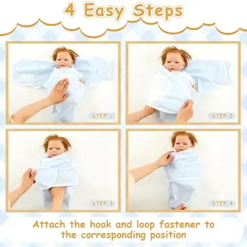 Ramede 6 Pack Baby Swaddle Blanket with Hats Sleep Swaddle for 0-3 Months Newborn Sacks Soft Cotton Wearable for Girl and Boy - 5