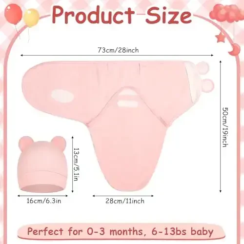 Ramede 6 Pack Baby Swaddle Blanket with Hats Sleep Swaddle for 0-3 Months Newborn Sacks Soft Cotton Wearable for Girl and Boy - 2