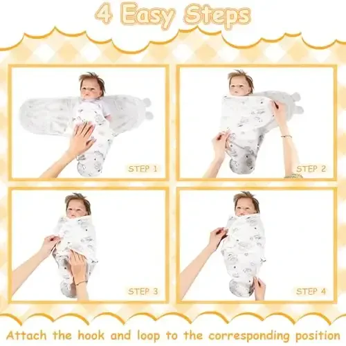 Ramede 6 Pack Baby Swaddle Blanket with Hats Sleep Swaddle for 0-3 Months Newborn Sacks Soft Cotton Wearable for Girl and Boy - 4