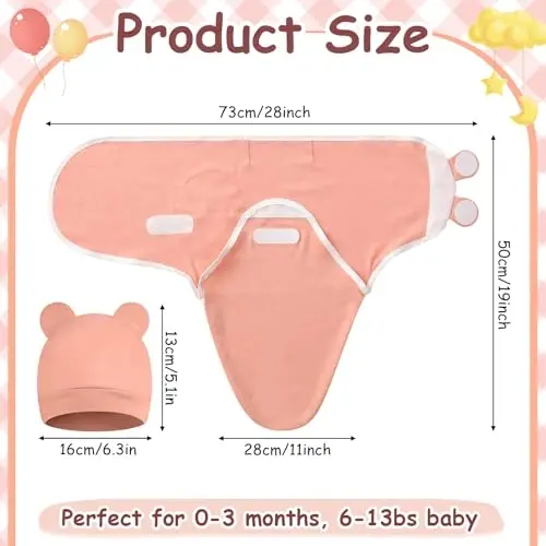 Ramede 6 Pack Swaddle Blanket with Hats for Baby Girl Boy 100% Cotton Swaddles 0-3 Months, Adjustable Breathable Skin Friendly Receiving Blanket Wrap, Essential for Newborns - 2