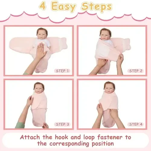 Ramede 6 Pack Baby Swaddle Blanket with Hats Sleep Swaddle for 0-3 Months Newborn Sacks Soft Cotton Wearable for Girl and Boy - 4