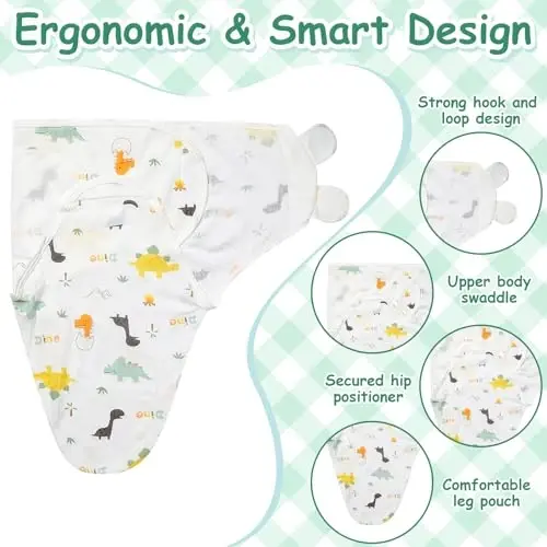 Ramede 6 Pack Baby Swaddle Blanket with Hats Sleep Swaddle for 0-3 Months Newborn Sacks Soft Cotton Wearable for Girl and Boy - 4