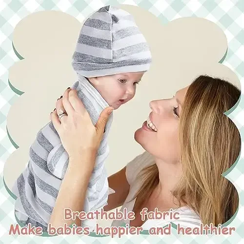 Ramede 6 Pack Swaddle Blanket with Hats for Baby Girl Boy 100% Cotton Swaddles 0-3 Months, Adjustable Breathable Skin Friendly Receiving Blanket Wrap, Essential for Newborns - 6