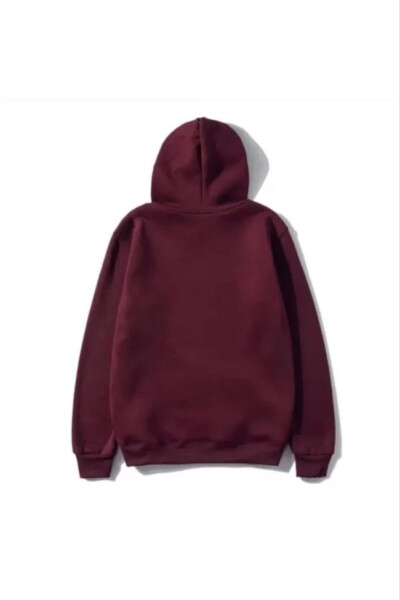 RAMIMSE 3 İplik Pamuklu Unisex Kapşonlu Sweatshirt - Bordo - 2