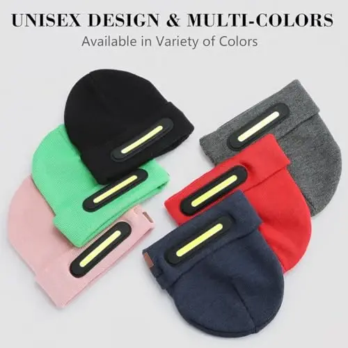 RANCOVY LED Beanie with Light, Unisex USB Rechargeable Headlamp Beanie Flashlight Beanie Hat for Men Women 
