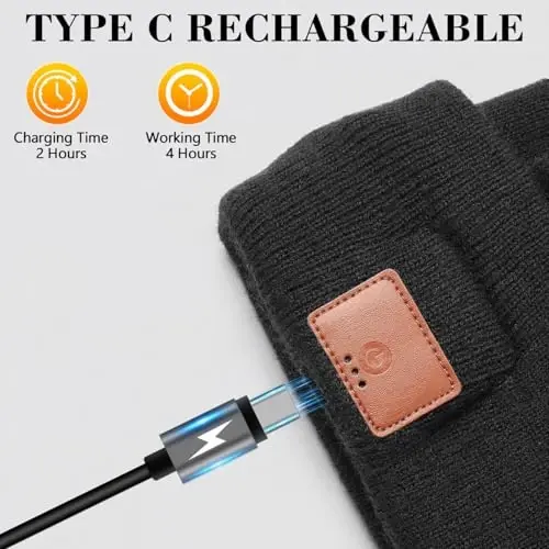 RANCOVY LED Beanie with Light, Unisex USB Rechargeable Headlamp Beanie Flashlight Beanie Hat for Men Women - 6