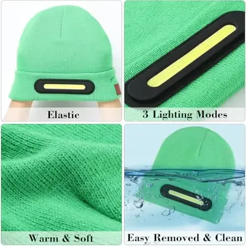 RANCOVY LED Beanie with Light, Unisex USB Rechargeable Headlamp Beanie Flashlight Beanie Hat for Men Women - 3
