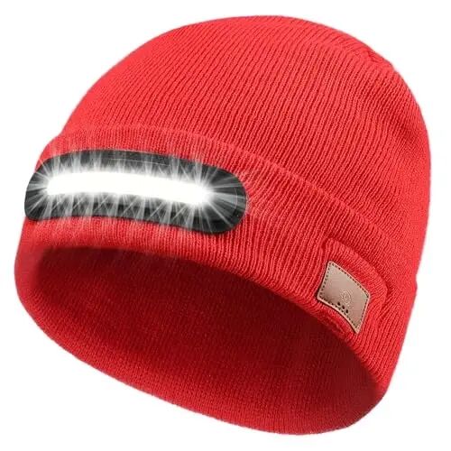 RANCOVY LED Beanie with Light, Unisex USB Rechargeable Headlamp Beanie Flashlight Beanie Hat for Men Women - RANCOVY