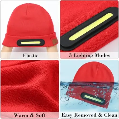 RANCOVY LED Beanie with Light, Unisex USB Rechargeable Headlamp Beanie Flashlight Beanie Hat for Men Women - 3