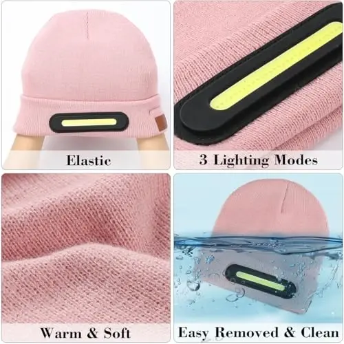 RANCOVY LED Beanie with Light, Unisex USB Rechargeable Headlamp Beanie Flashlight Beanie Hat for Men Women - 3
